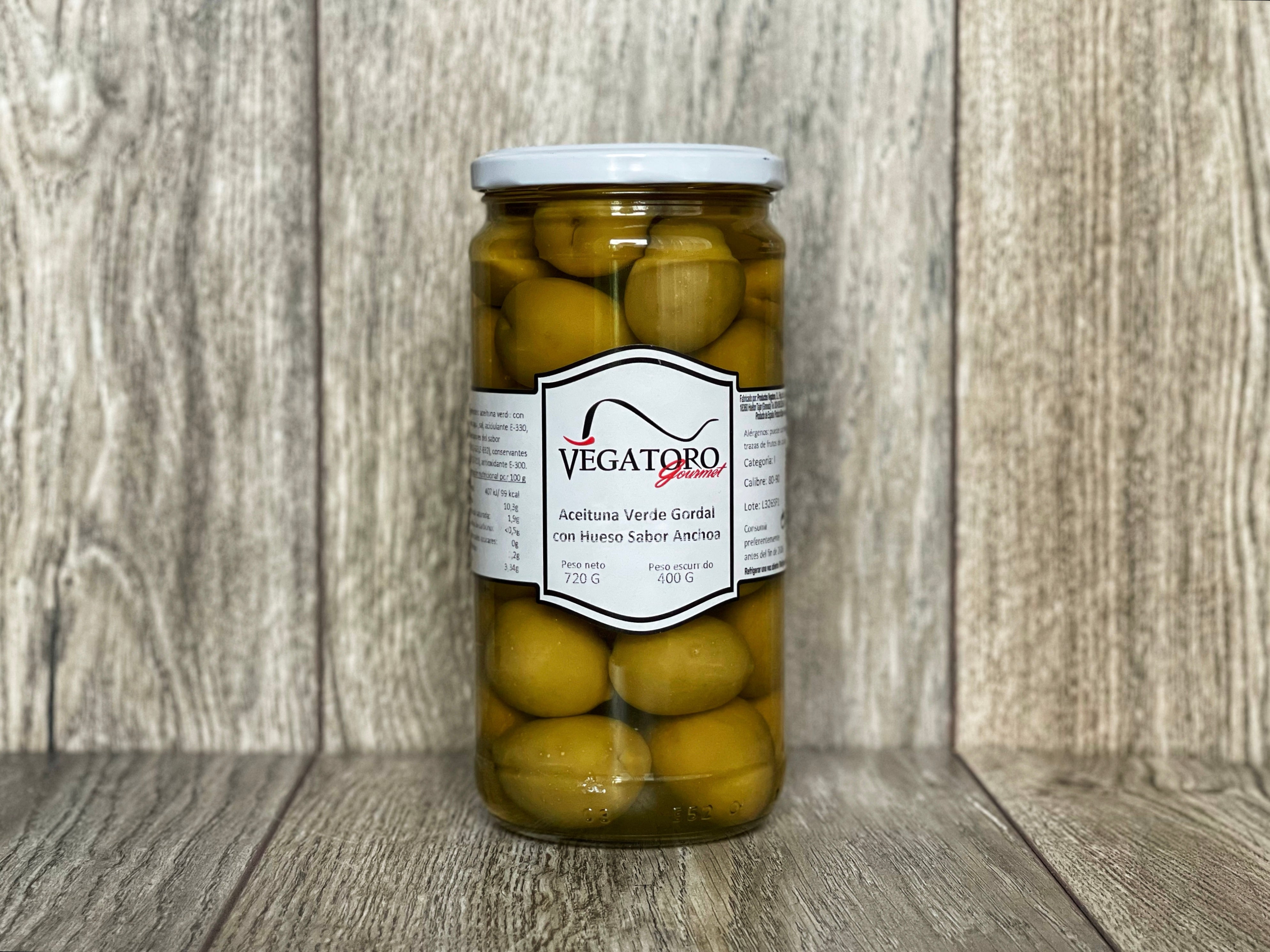 Karaliskās olīvas zaļas ar kauliņiem ar anšovu garšu [ 720 G ]