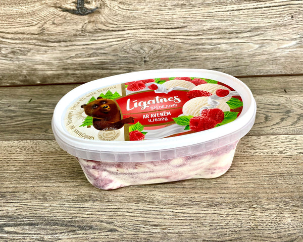 Plombīra saldējums ar avenēm Līgatnes   [ 1000 ML ]